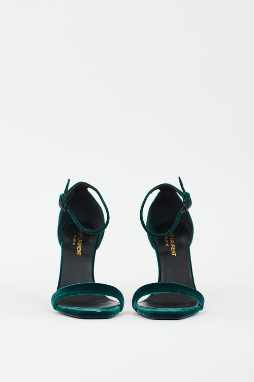 Saint Laurent Green Velvet Jane Heel