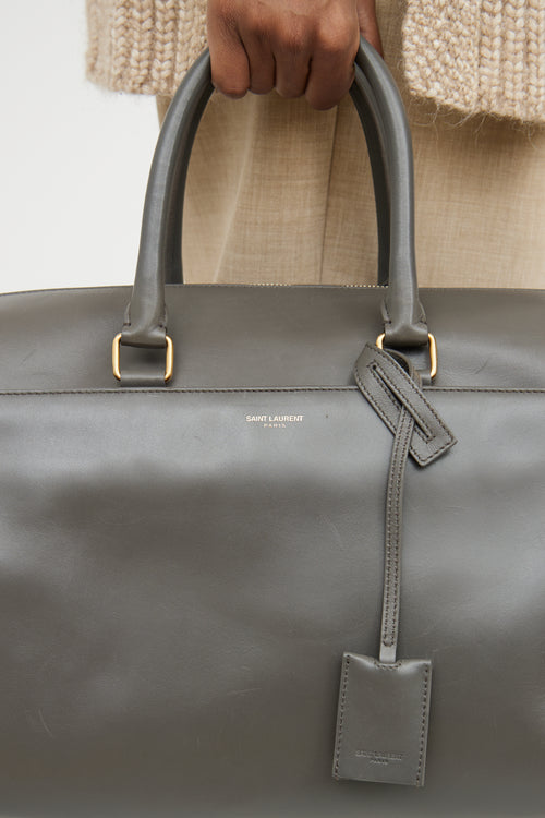 Saint Laurent Grey Leather Classic Duffle Bag