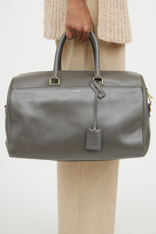 Saint Laurent Grey Leather Classic Duffle Bag