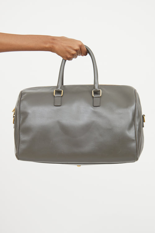 Saint Laurent Grey Leather Classic Duffle Bag