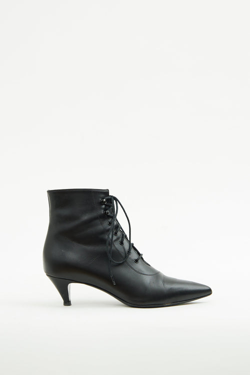 Saint Laurent Black Lace Up Ankle Boot