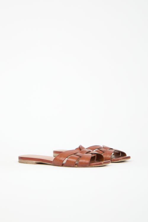 Saint Laurent Leather Tribute Slide