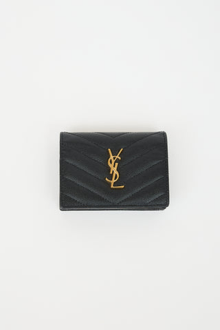 Saint Laurent Leather Cassandre Bi-Fold Wallet