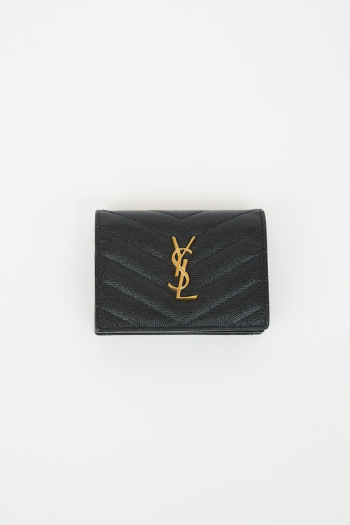 Saint Laurent Leather Cassandre Bi-Fold Wallet