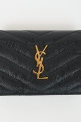 Saint Laurent Leather Cassandre Bi-Fold Wallet