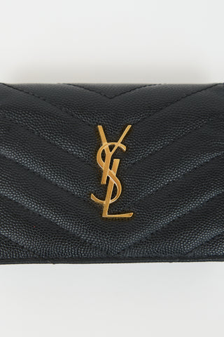 Saint Laurent Leather Cassandre Bi-Fold Wallet