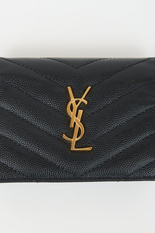 Saint Laurent Leather Cassandre Bi-Fold Wallet