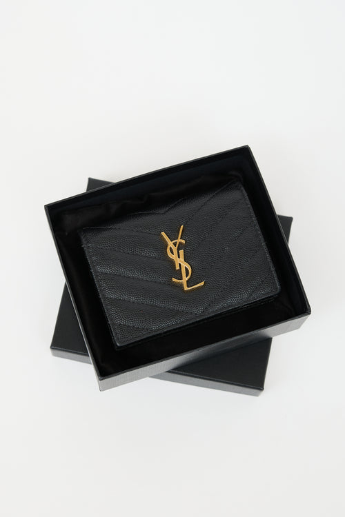 Saint Laurent Leather Cassandre Bi-Fold Wallet