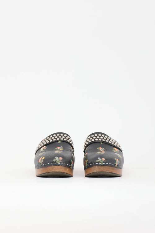 Saint Laurent Leather Floral Clog Mule