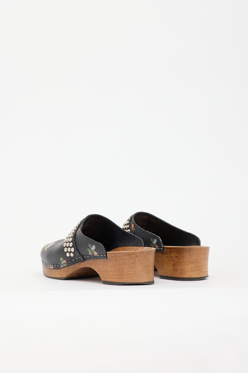 Saint Laurent Leather Floral Clog Mule