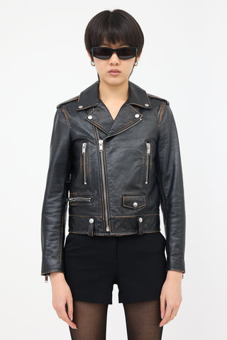 Saint Laurent Leather No Smoking Biker Jacket