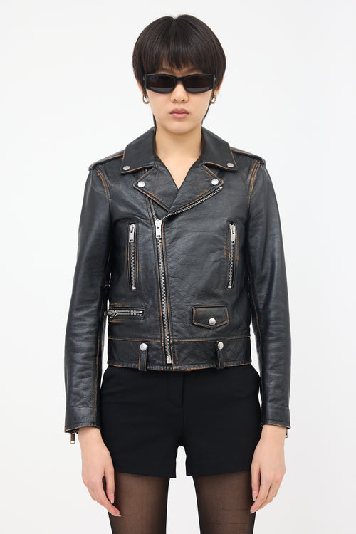 Saint Laurent Leather No Smoking Biker Jacket
