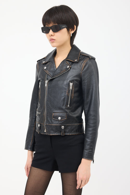 Saint Laurent Leather No Smoking Biker Jacket