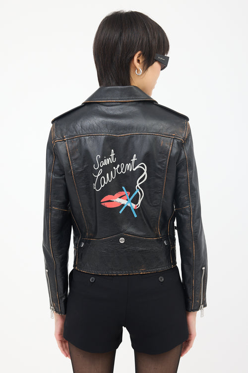 Saint Laurent Leather No Smoking Biker Jacket