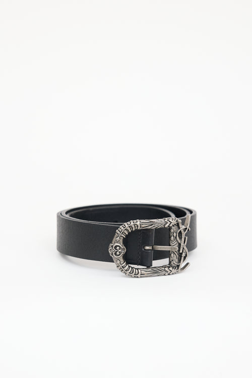 Saint Laurent Leather Ornate Monogram Belt