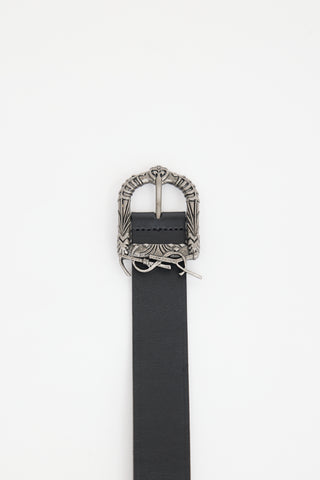Saint Laurent Leather Ornate Monogram Belt