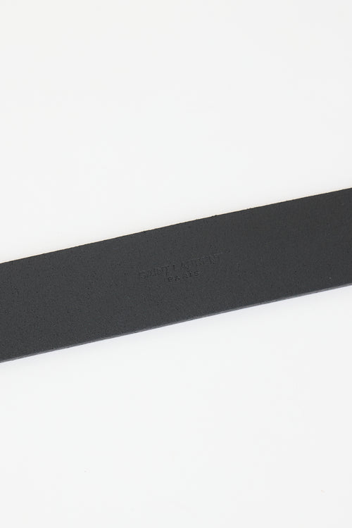 Saint Laurent Leather Ornate Monogram Belt