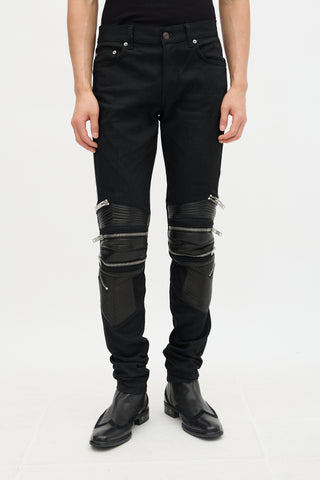 Saint Laurent Leather Panel D02 Skinny Jeans