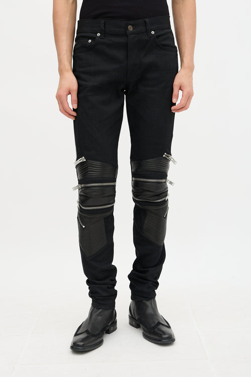 Saint Laurent Leather Panel D02 Skinny Jeans