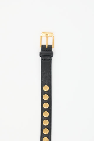 Saint Laurent Leather Studded Slim Belt