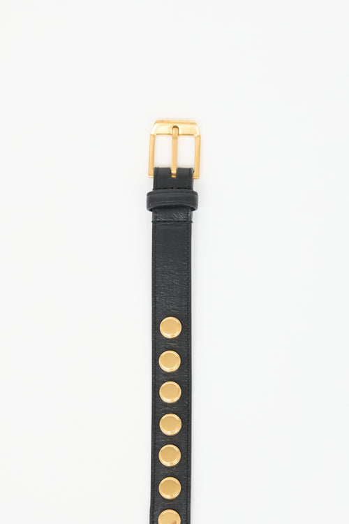 Saint Laurent Leather Studded Slim Belt