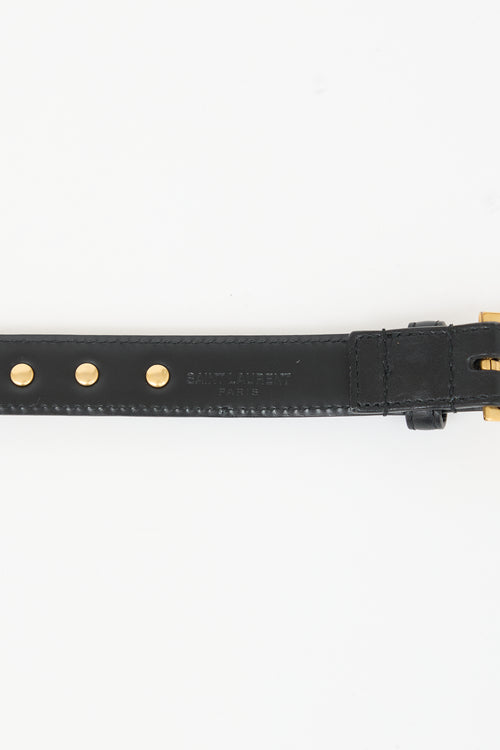 Saint Laurent Leather Studded Slim Belt