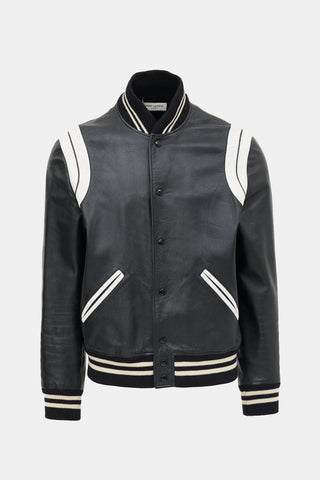 Saint Laurent Leather Teddy Varsity Jacket