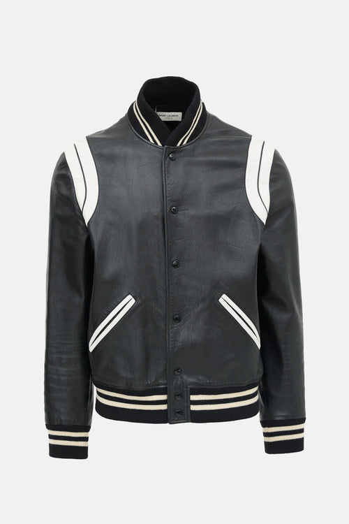 Saint Laurent Leather Teddy Varsity Jacket