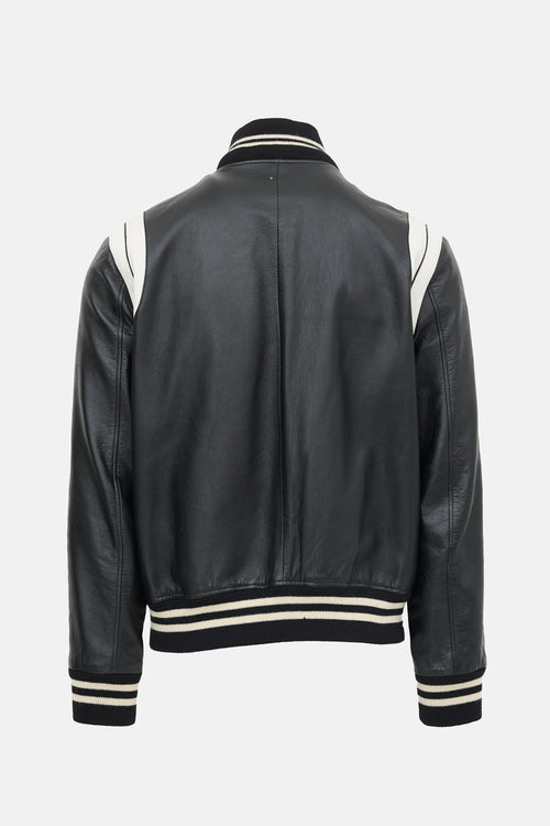 Saint Laurent Leather Teddy Varsity Jacket