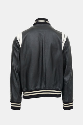 Saint Laurent Leather Teddy Varsity Jacket