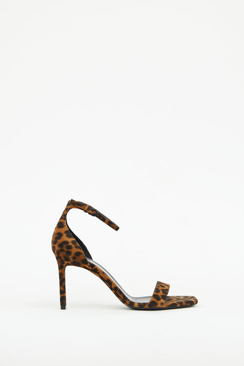 Saint Laurent Brown & Black Suede Print Sandal