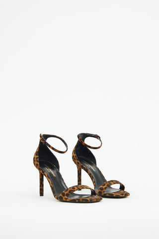 Saint Laurent Brown & Black Suede Print Sandal