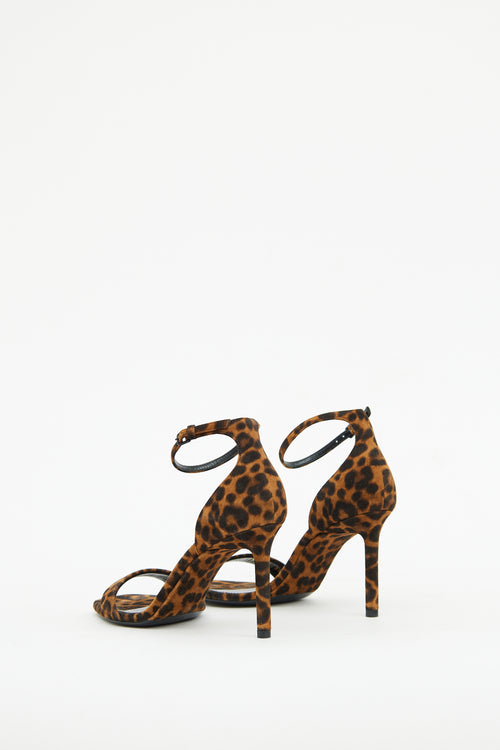 Saint Laurent Brown & Black Suede Print Sandal