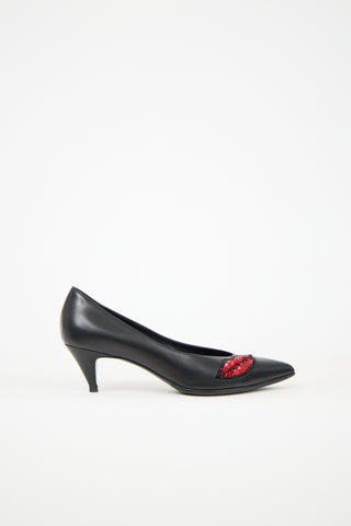 Saint Laurent Sequin & Beaded Leather Pump