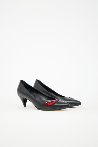 Saint Laurent Sequin & Beaded Leather Pump