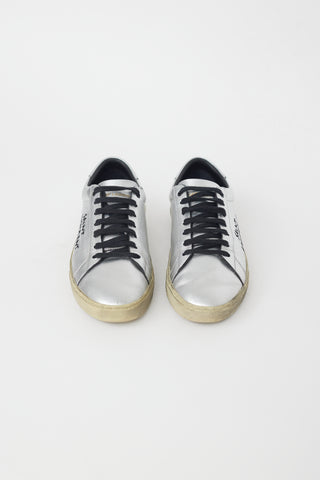 Saint Laurent Metallic Silver Leather Court Classic Sneaker