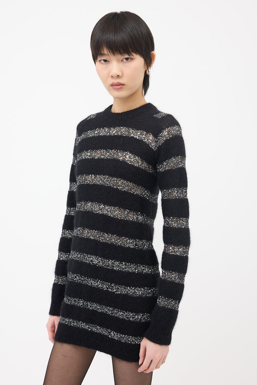 Saint Laurent Mohair Glitter Stripe Sweater