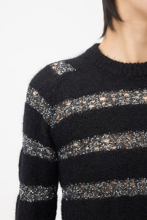 Saint Laurent Mohair Glitter Stripe Sweater