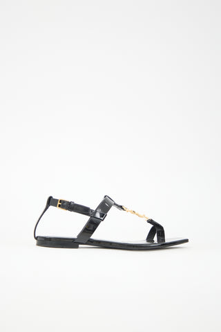 Saint Laurent Patent Cassandra Logo Sandal