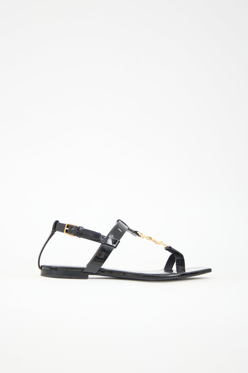Saint Laurent Patent Cassandra Logo Sandal