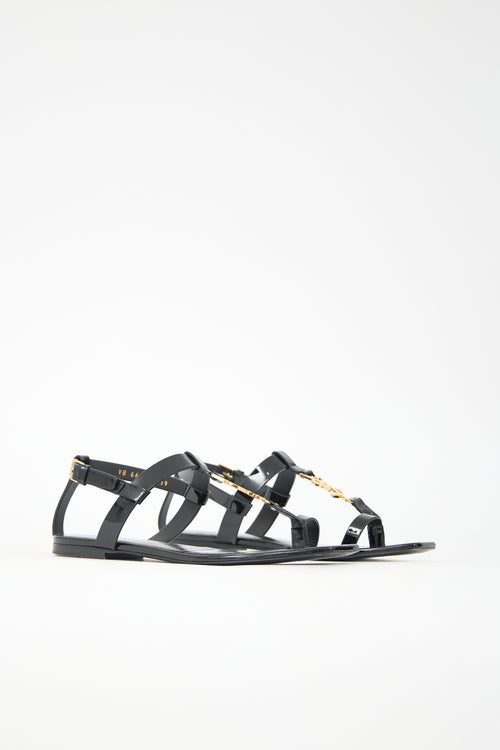Saint Laurent Patent Cassandra Logo Sandal