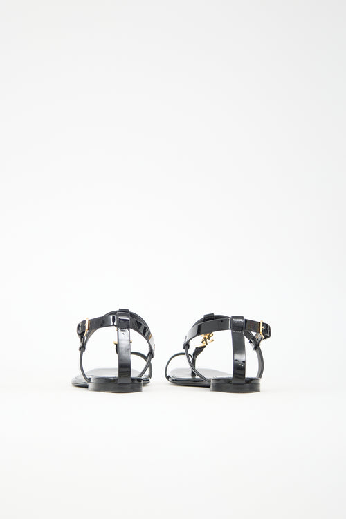Saint Laurent Patent Cassandra Logo Sandal