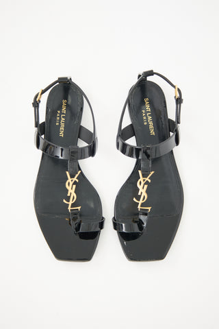 Saint Laurent Patent Cassandra Logo Sandal