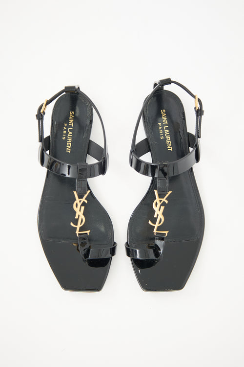Saint Laurent Patent Cassandra Logo Sandal