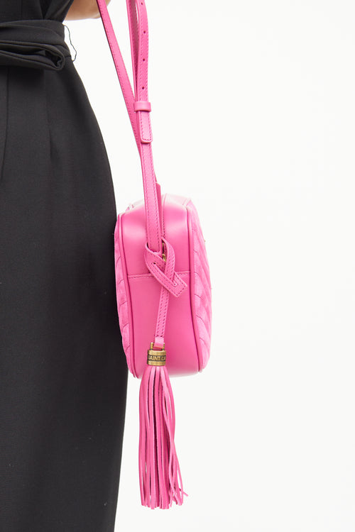 Saint Laurent Pink Suede Lou Camera Bag