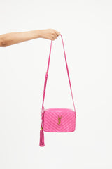 Saint Laurent Pink Suede Lou Camera Bag