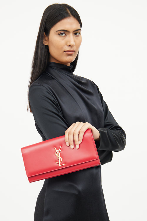 Saint Laurent Red Leather Kate Clutch