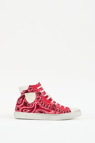 Saint Laurent Red Canvas Bedford Bandana Sneaker