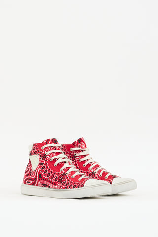 Saint Laurent Red Canvas Bedford Bandana Sneaker