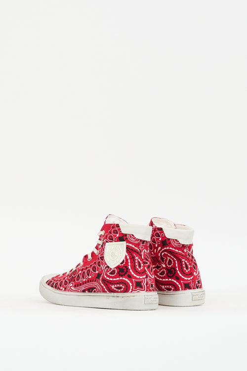 Saint Laurent Red Canvas Bedford Bandana Sneaker